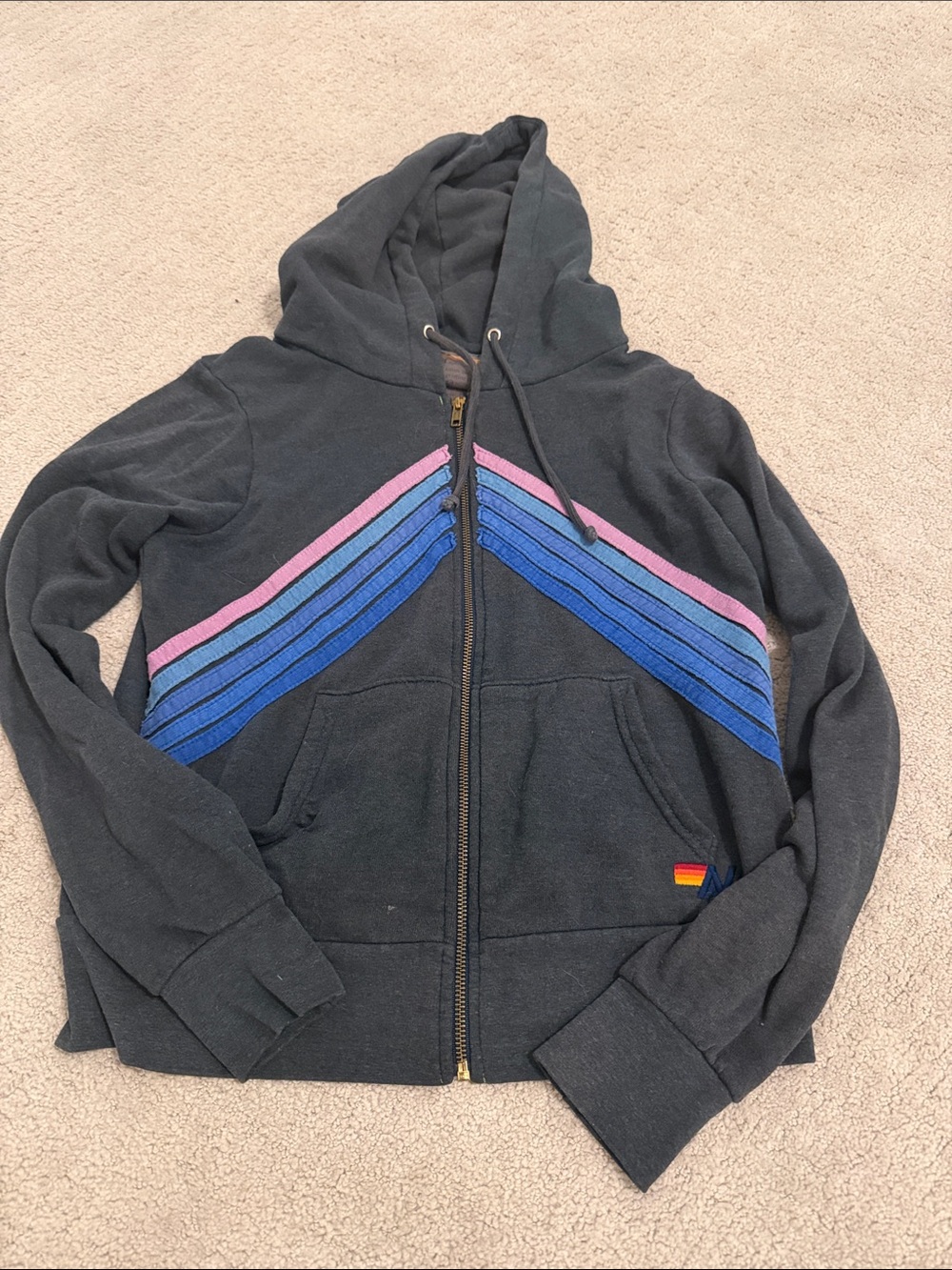 Aviator Nation Charcoal Hoodie with Yellow Logo Tab